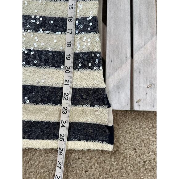 Vintage Y2K Old Navy White Cream Blue Sequin Tank Top Cami - Picture 5 of 5